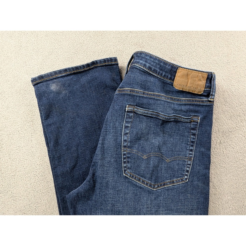 American Eagle Airflex+ Relaxed Straight Jeans Mens 32x36 Dark Wash Blue